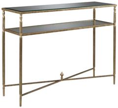 Signature Design by Ashley® Cloverty Glass Top Sofa Table with Aged Gold Base