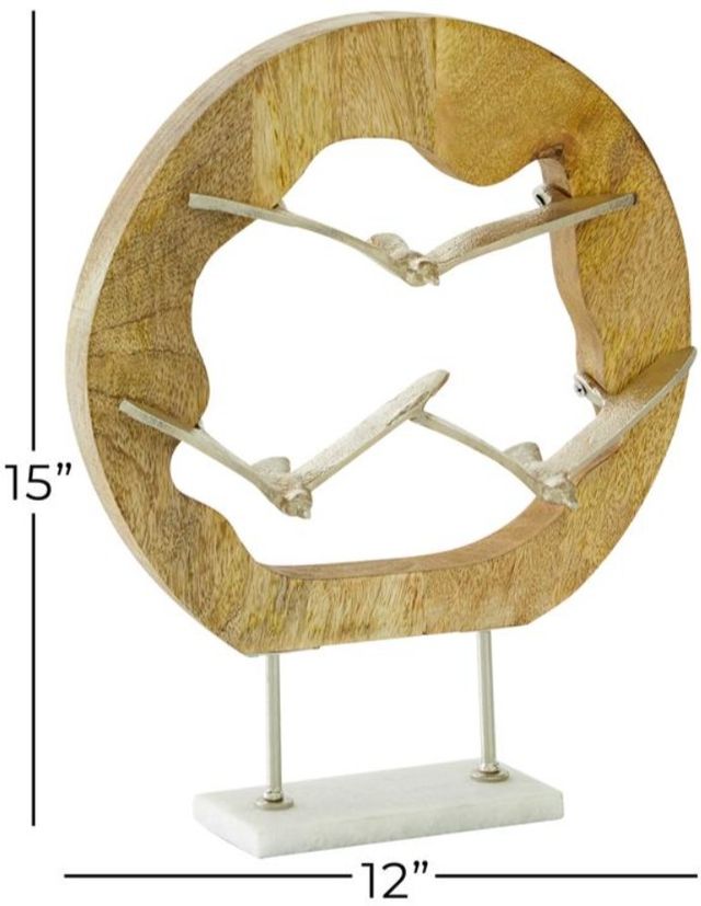 Deco Marche Brown 12" Aluminum Metal Bird Sculpture-3