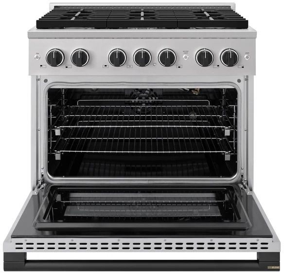 ZLINE Marino 36" Stainless Steel Pro Style Gas Range with Matte Black Accents-1