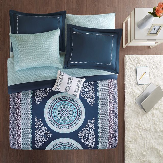 Olliix by Intelligent Design Loretta Navy Full Comforter and Sheet Set-4