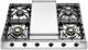 Ilve Nostalgie II 36” Stainless Steel Liquid Propane Cooktop with 6 Burners, Griddle and Burnished Trim-1