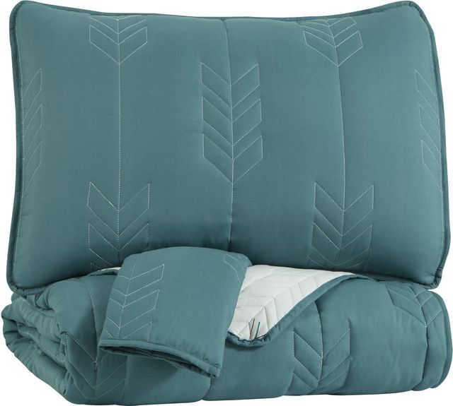 Signature Design by Ashley® Averlett Teal/White/Gray Full Quilt Set-0