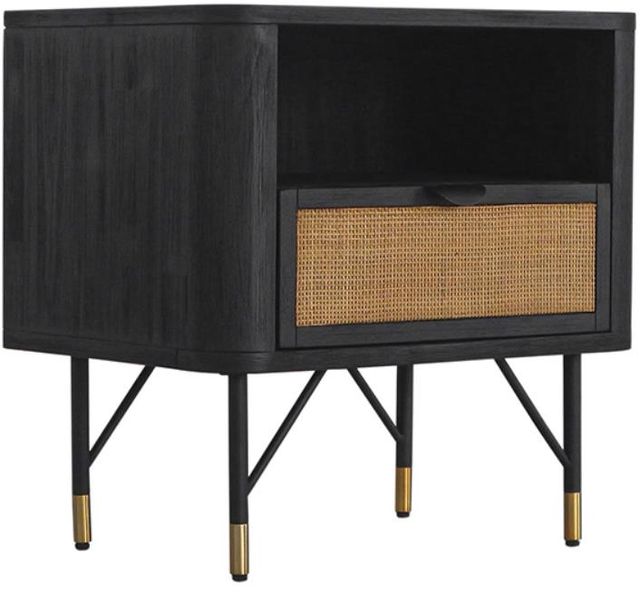 Armen Living Saratoga Black/Brown Nightstand -0