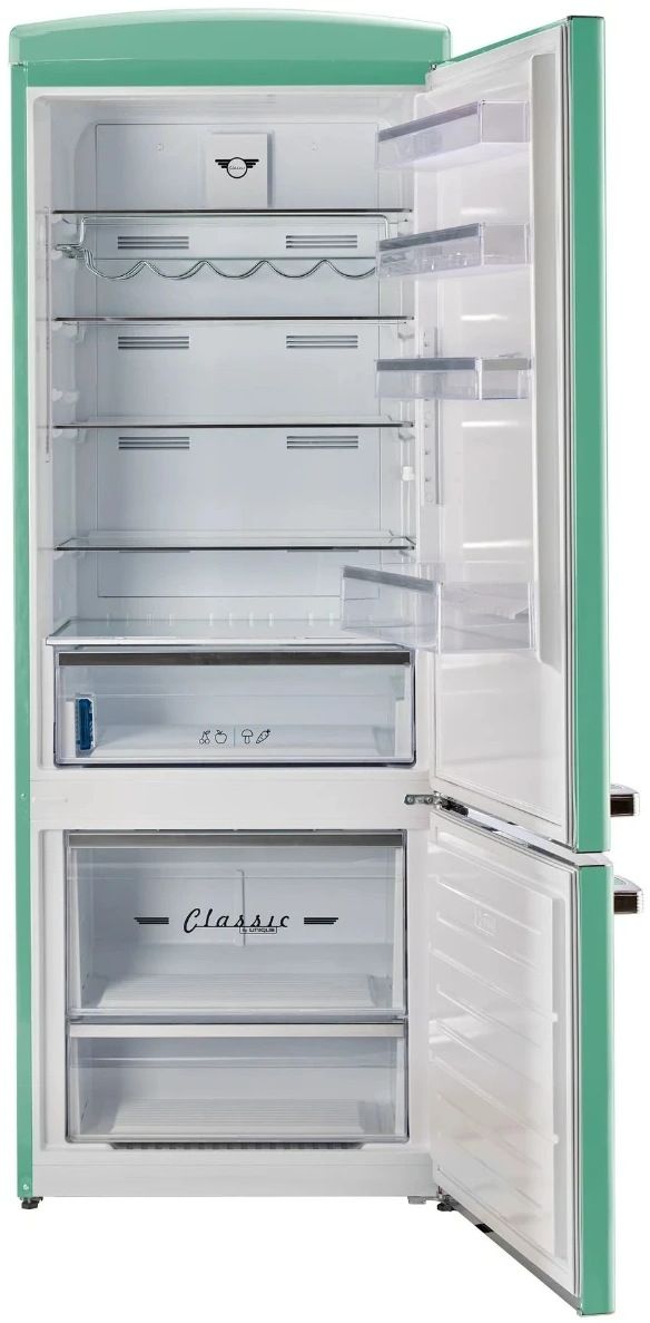 Unique® Appliances Classic Retro 28" 17 Cu. Ft. Ocean Mist Turquoise Counter Depth Bottom Freezer Refrigerator-1