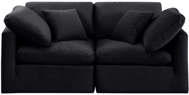 Meridian Furniture Indulge 2-Piece Black Velvet 70" Sofa-1