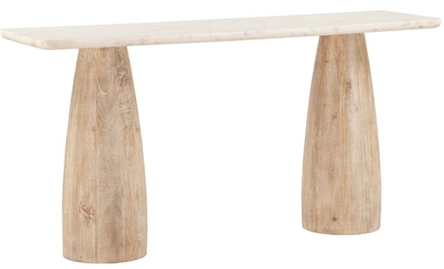Home Trends & Design Palm Springs White Console Table with White Wash Base-0