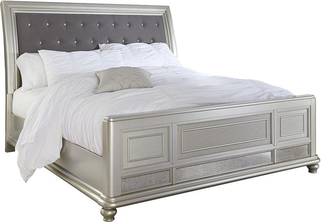 Signature Design by Ashley® Coralayne 4-Piece Silver California King Sleigh Bed Set-1