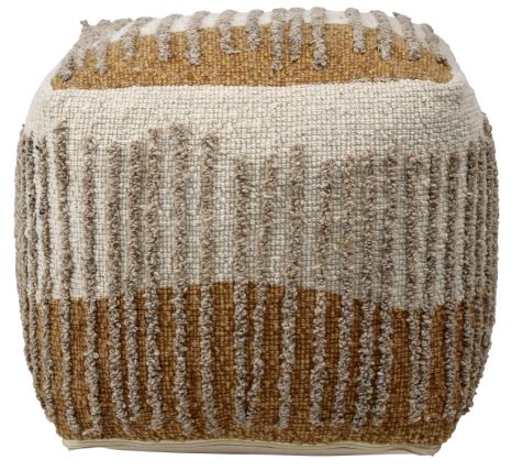 Dovetail Furniture Eugene Beige/Dark Mustard Pouf-1