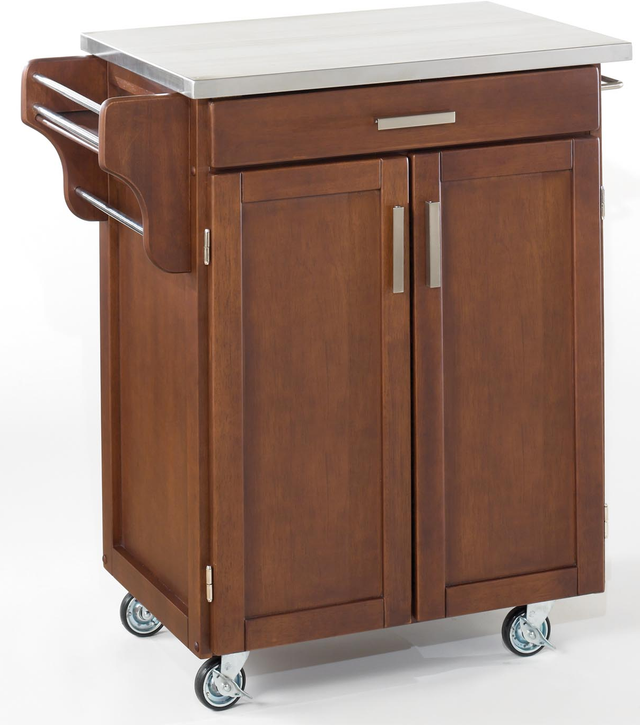 homestyles® Cuisine Cart Cherry/Stainless Steel Kitchen Cart-0
