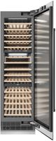 ZLINE Autograph Edition 24 in. 12.4 Cu. Ft. Triple Zone 100 Bottle Column Wine Cooler in Satin Stainless Steel and Matte Black Accents-1