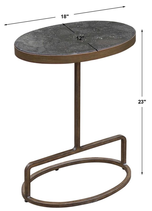 Uttermost® Jessenia Dark Gray Bluestone Top Accent Table with Antiqued Brushed Gold Base-2