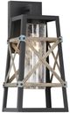 YHD Milburn Charolette Black/Gold Clear Seeded Glass 1-Light Exterior Lighting-0