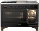Ilve® Majestic III 48" Glossy Black Pro Style Dual Fuel Liquid Propane Range with 5 Black Brass Burners and Burnished Trim-3