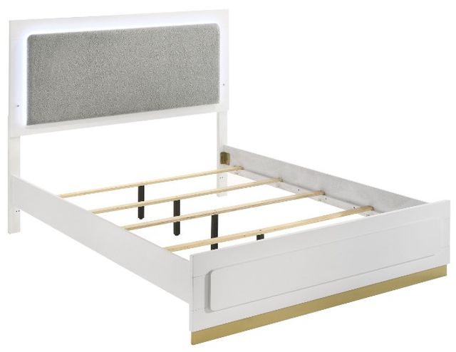 Coaster® Caraway Light Gray/White California King Upholstered Panel Bed-1