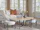 Magnussen Home® Jennings 3-Piece Edgecomb Gray Oval Cocktail Table with Weathered Antique Nickel Base and Two Ottomans Set-1