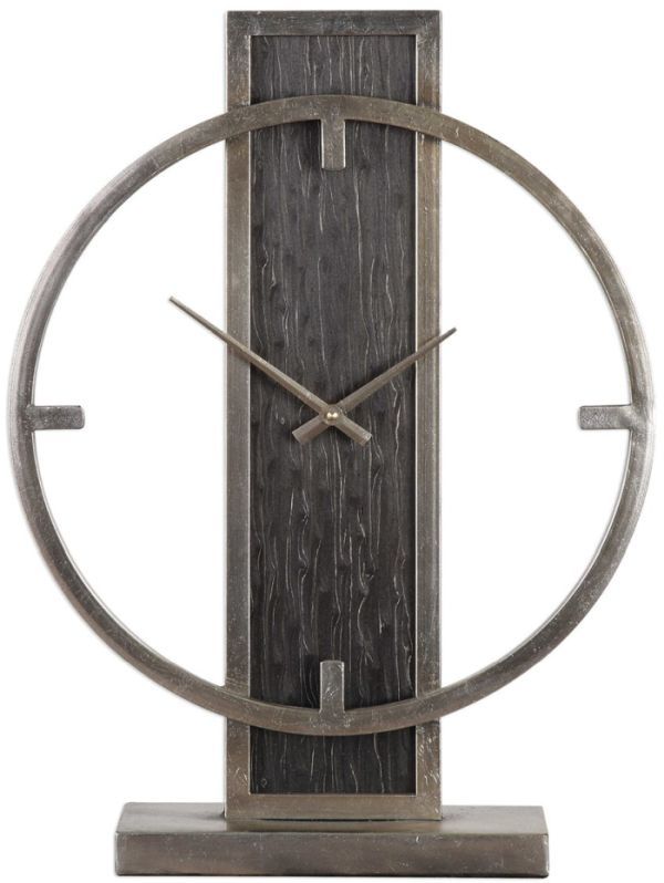 Uttermost® Nico Silver Champagne Table Clock-0