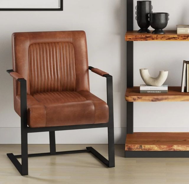 Jofran Inc. Maguire Saddle Leather Sled Accent Chair-1