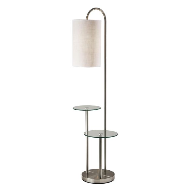 Adesso® Leonard Brushed Steel Shelf Floor Lamp-0