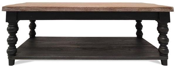 Riverside Furniture Mason Light Brown Rectangular Coffee Table with Distressed Black Base-1