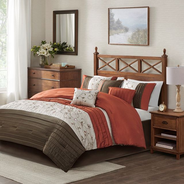 Olliix by Madison Park Serene 7 Piece Spice California King Embroidered Comforter Set-1