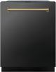 Zline Autograph Edition 24" Black Stainless Steel Third Rack Top Touch Control Tall Tub Built-In Dishwasher with Champagne Bronze Handle-0