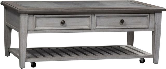 Liberty Furniture Heartland 3-Piece Antique White/Tobacco Rectangular Occasional Table Set-1