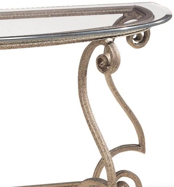 Bernhardt Solano Glass Top Console Table with Aged Bronze Base-1