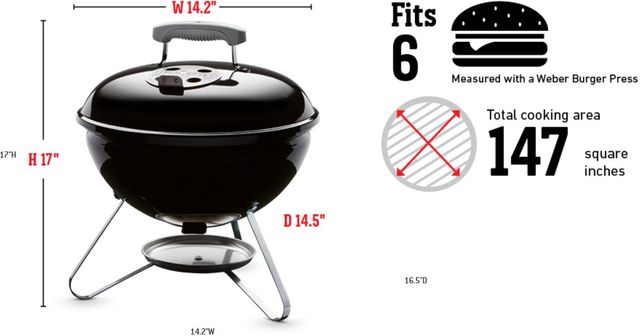 Weber® Smokey Joe® 14" Black Portable Charcoal Grill-1