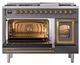 Ilve® Nostalgie II Noblesse 48'' Graphite Matte Pro Style Dual Fuel Range with Brass Trim-3