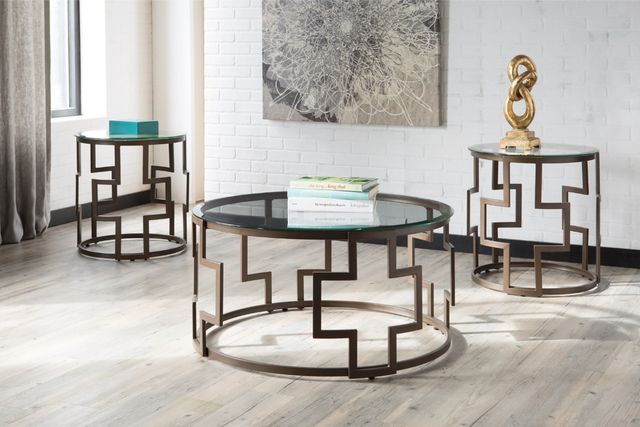 Signature Design by Ashley® Frostine 3-Piece Dark Bronze Occasional Table Set-2