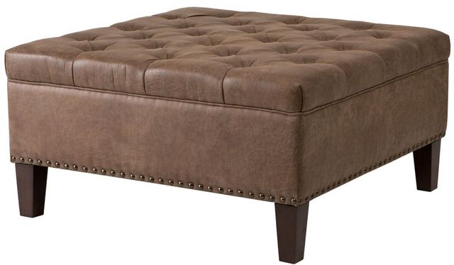 Olliix by Madison Park Brown Lindsey Tufted Square Cocktail Ottoman-3