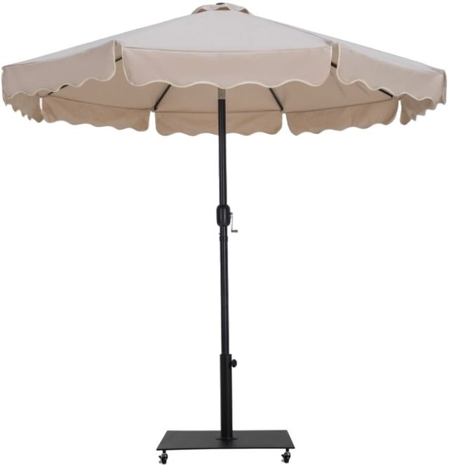 Meridian Furniture Amalfi Beige/Matte Black Aluminum Outdoor Patio Umbrella and Base-0