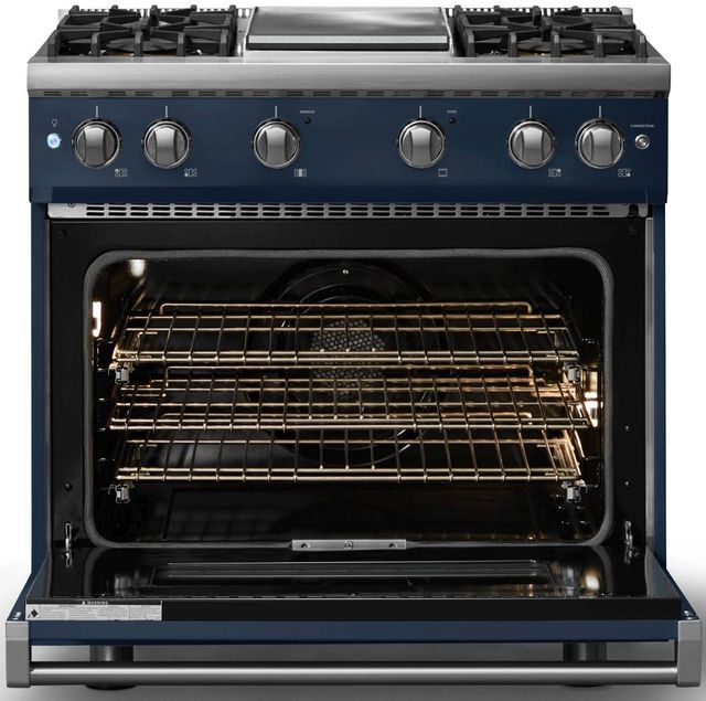 Viking® 5 Series 36" Slate Blue Pro Style Gas (LP) Range with Polished Chrome Trim-1
