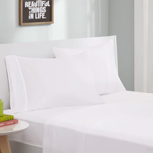 Olliix by Intelligent Design White Twin XL Cotton Blend Jersey Knit All Season Sheet Set-4