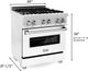 ZLINE Legacy 30" Satin Stainless Steel Pro Style Dual Fuel Range with White Matte Door and Griddle-3