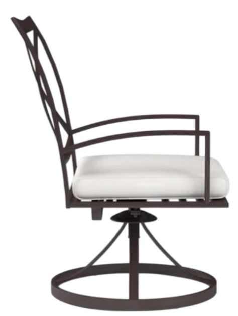 Sunset West La Jolla Espresso Aluminum Swivel Outdoor Dining Chair with Canvas Flax Cushion-1
