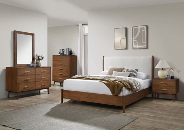 Furniture of America® Thusis 4-Piece Walnut/Beige Queen Bedroom Set-0