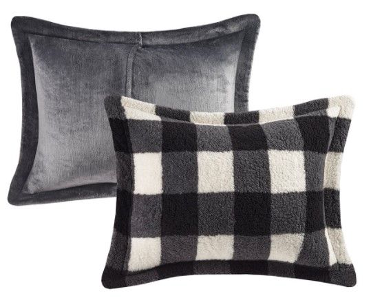 Olliix by True North by Sleep Philosophy Brooks Ivory and Black Full/Queen Sherpa Down Alternative Comforter Set-1