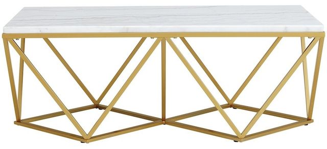 Elements International Riko 2-Piece White Occasional Table with Gold Frame Set-2