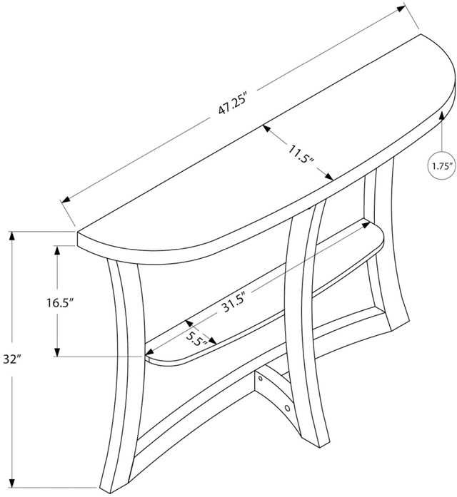 Monarch Specialties Inc. 47"L Dark Taupe Hall Console Table -2