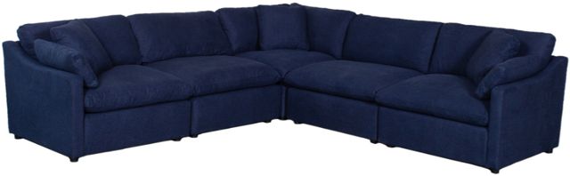 Mazin Furniture Howerton 5-Piece Blue Modular Sectional Sofa with 3 Pillows-0