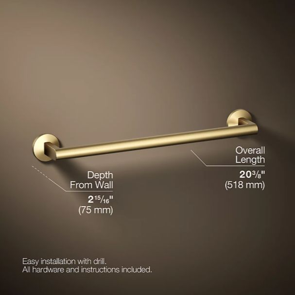 KOHLER® Components® Vibrant Brushed Moderne Brass 18" Towel Bar -2