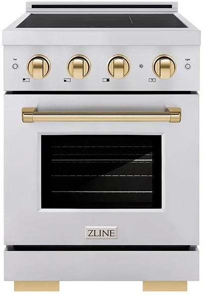 ZLINE Autograph Edition Paramount 24" Stainless Steel Pro Style Induction Range with Polished Gold Accents-0