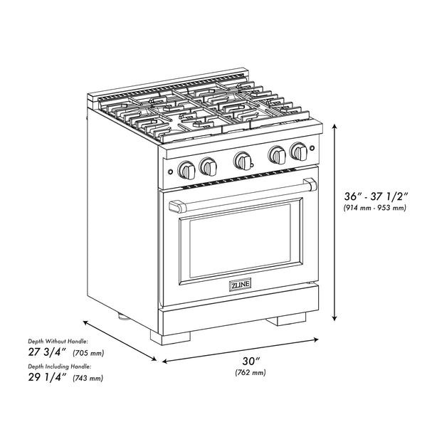 ZLINE Autograph Edition 30" Satin Stainless Steel Pro Style Gas Range with White Matte Door and Matte Black Accents-2