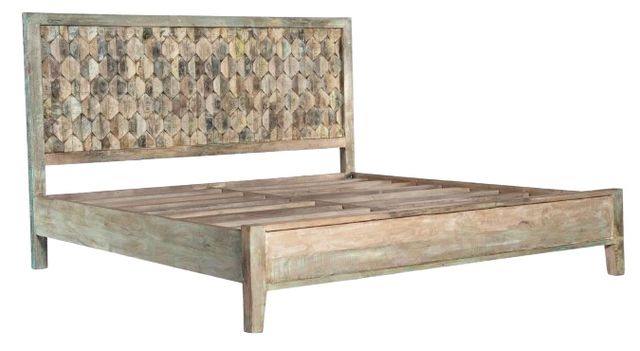 Home Trends & Design Ibiza Vintage Teal Queen Panel Bed-0