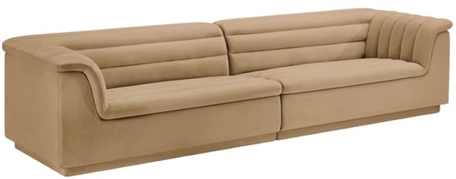 Meridian Furniture Cascade 2-Piece Camel Velvet Sofa-0
