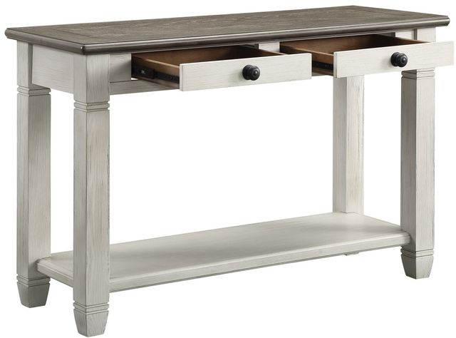 Homelegance® Granby Antique White Sofa Table with Rosy Brown Top -3