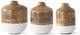 K & K Interiors Set of 3 Mango Wood and White Metal Bottom Vases-0