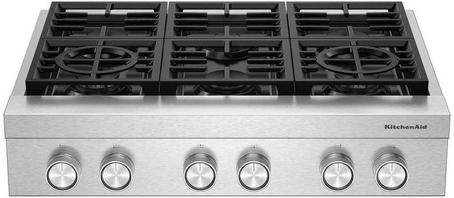KitchenAid® 36" Stainless Steel Commercial-Style Gas Rangetop-0