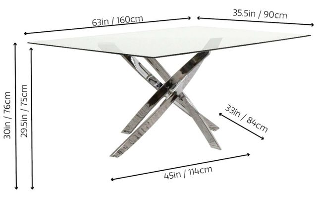 Cramco Vera Glass Top Dining Table with Chrome-2
